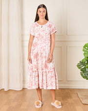 Women White Floral Printed Nightgown