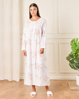 Women White Floral Print Nightgown